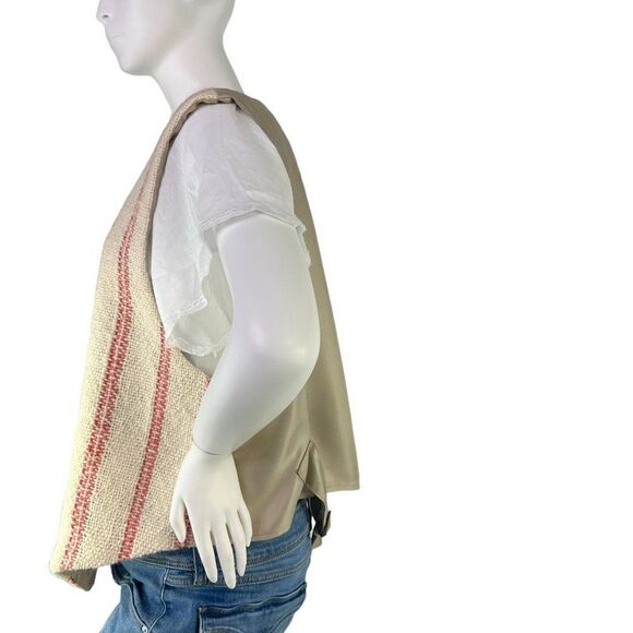 Handwoven Alpaca Wool Striped Vest New Mexico Valle del Viento Weaving Studio L - Picture 6 of 14